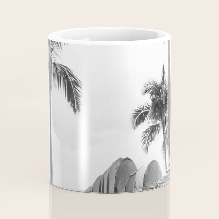 Hawaiian Surfboards - Black And White Surf Photography - Beach Photo Print - Surfboard Photograph Coffee Mug Gallery Image 4