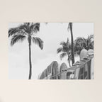 Hawaiian Surfboards - Black And White Surf Photography - Beach Photo Print - Surfboard Photograph Welcome Mat Gallery Image 1