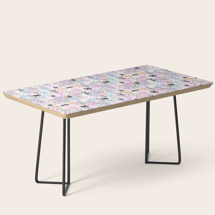 Pastel candy-colored skulls with cats, bats, and witchy things - halloween, bone Coffee Table Gallery Image 1