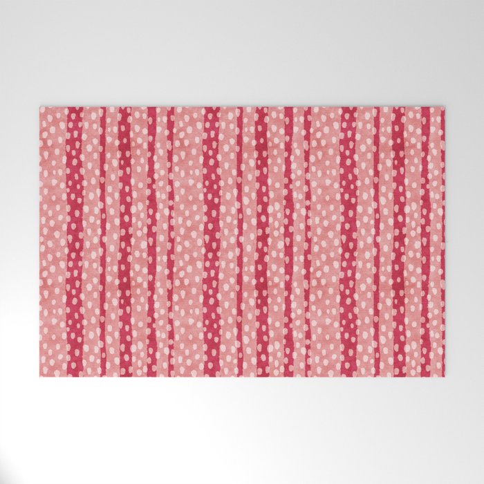 Dotted stripes - Red & pink Welcome Mat Gallery Image 1