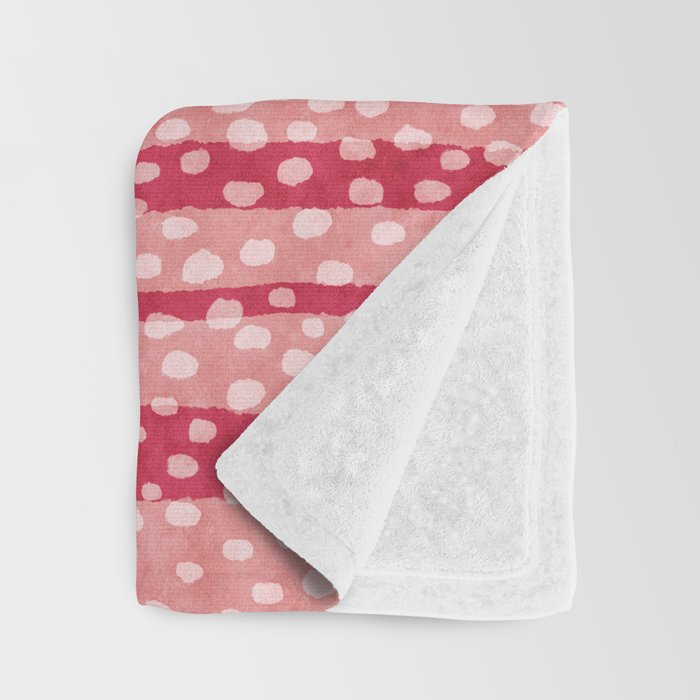 Dotted stripes - Red & pink Throw Blanket Gallery Image 3