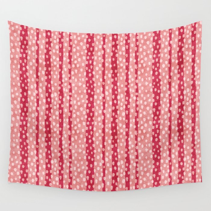 Dotted stripes - Red & pink Wall Tapestry Gallery Image 4