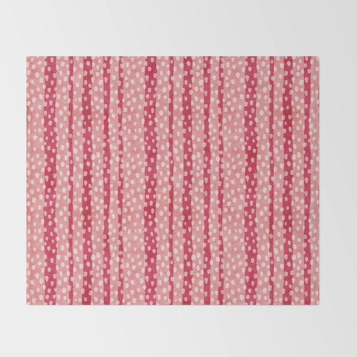 Dotted stripes - Red & pink Throw Blanket Gallery Image 2