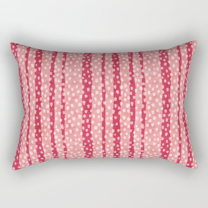 Dotted stripes - Red & pink Rectangular Pillow Gallery Image 2
