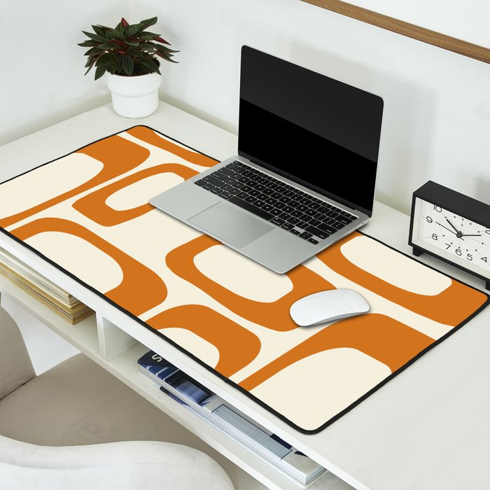 Mid Century Modern Shapes 1970s Orange #society6 #buyart  Desk Mat Gallery Image 2