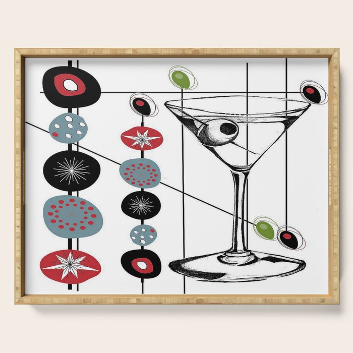 Mid-Century Modern Art Atomic Cocktail 3.0 Serving Tray Gallery Image 1