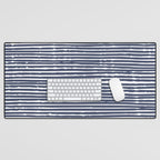 Abstract Stripes Pattern, Indigo, Navy Blue Desk Mat Gallery Image 1
