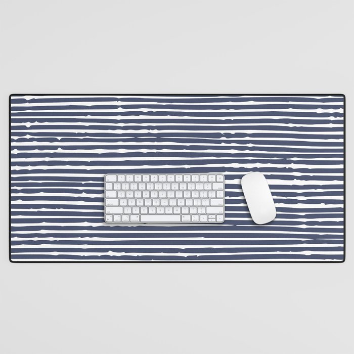 Abstract Stripes Pattern, Indigo, Navy Blue Desk Mat Gallery Image 1