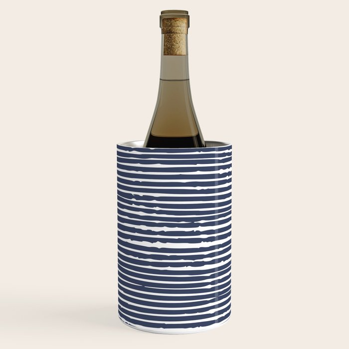 Abstract Stripes Pattern, Indigo, Navy Blue Wine Chiller Gallery Image 3