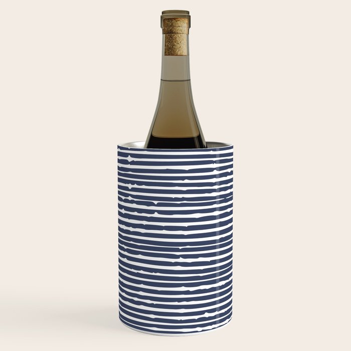 Abstract Stripes Pattern, Indigo, Navy Blue Wine Chiller Gallery Image 2