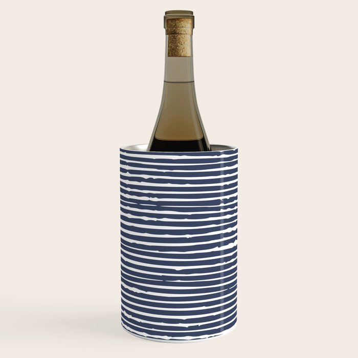 Abstract Stripes Pattern, Indigo, Navy Blue Wine Chiller Gallery Image 1