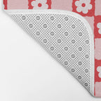 Retro Daisy Flower Checker in Red Bath Mat Gallery Image 2