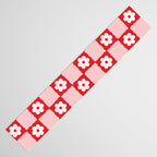 Retro Daisy Flower Checker in Red Table Runner Gallery Image 3
