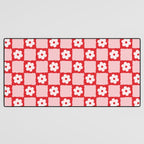 Retro Daisy Flower Checker in Red Desk Mat Gallery Image 3