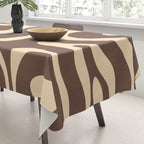 Modern Retro Liquid Swirl Abstract Pattern in Brown Tablecloth Gallery Image 3
