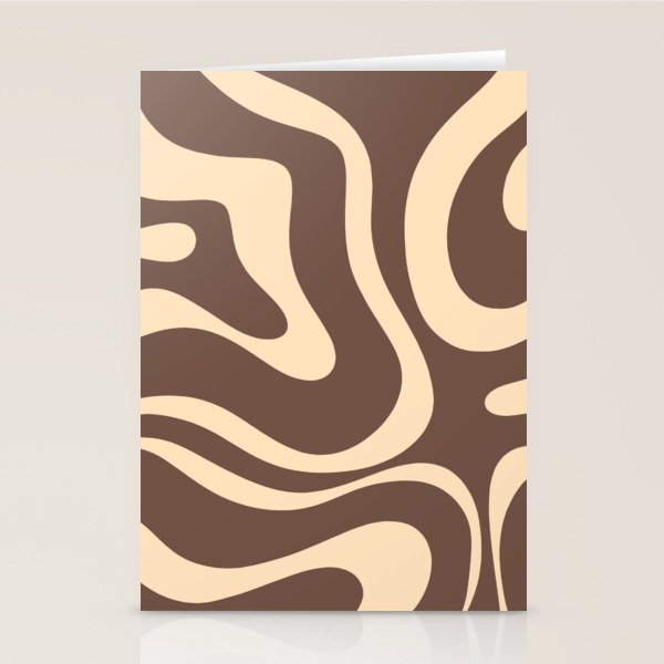 Modern Retro Liquid Swirl Abstract Pattern in Brown Stationery Card Gallery Image 1