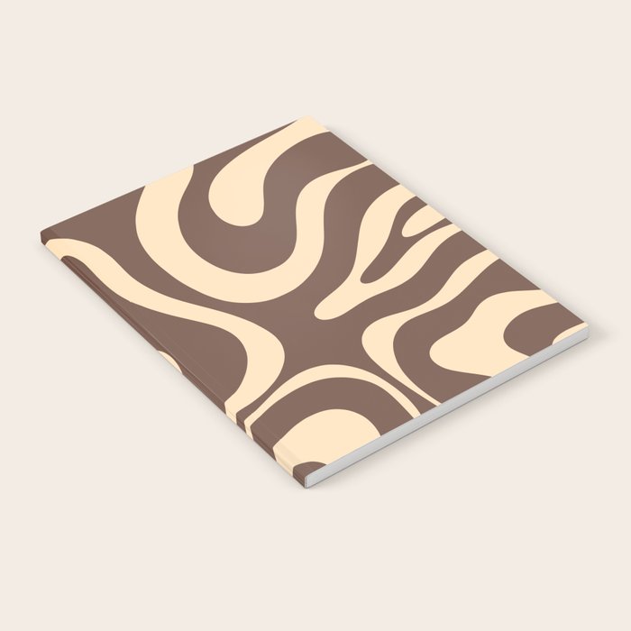 Modern Retro Liquid Swirl Abstract Pattern in Brown Notebook Gallery Image 1