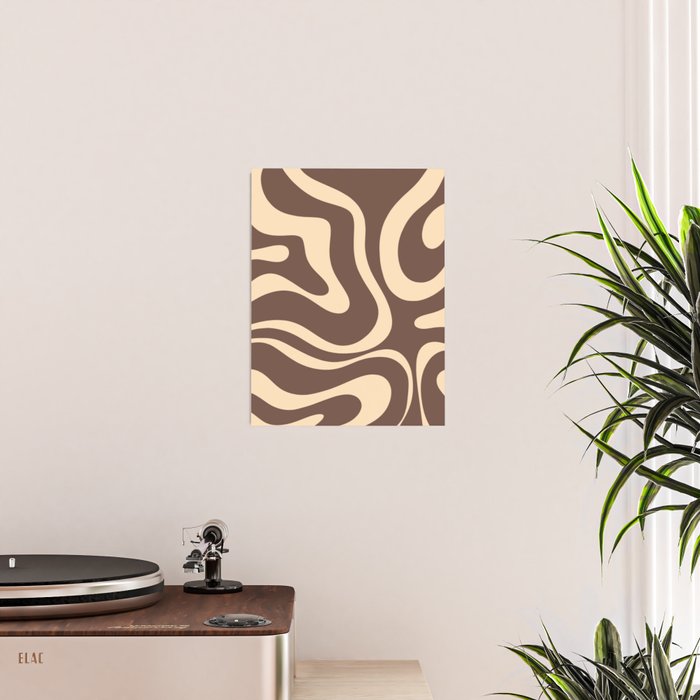 Modern Retro Liquid Swirl Abstract Pattern in Brown Poster Gallery Image 2