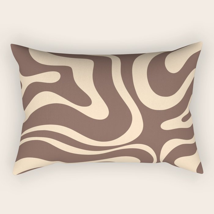 Modern Retro Liquid Swirl Abstract Pattern in Brown Rectangular Pillow Gallery Image 2