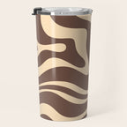 Modern Retro Liquid Swirl Abstract Pattern in Brown Travel Mug Gallery Image 3