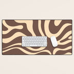 Modern Retro Liquid Swirl Abstract Pattern in Brown Desk Mat Gallery Image 1