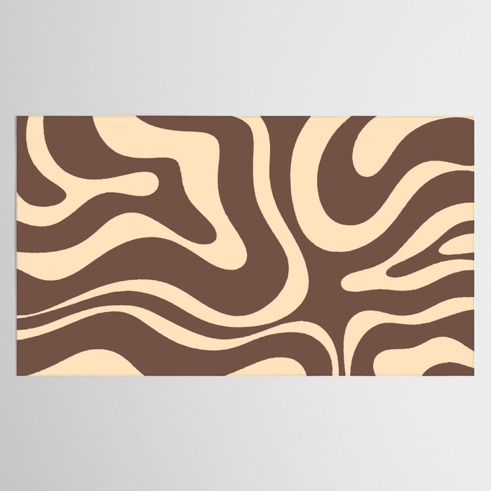 Modern Retro Liquid Swirl Abstract Pattern in Brown Tablecloth Gallery Image 2