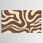 Modern Retro Liquid Swirl Abstract Pattern in Brown Tablecloth Gallery Image 2