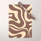 Modern Retro Liquid Swirl Abstract Pattern in Brown Wrapping Paper Gallery Image 1