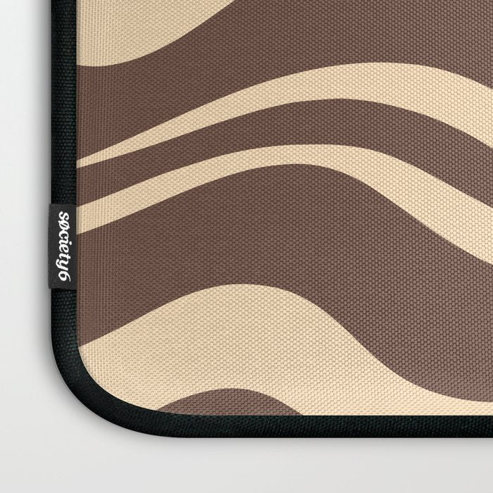 Modern Retro Liquid Swirl Abstract Pattern in Brown Laptop Sleeve Gallery Image 3