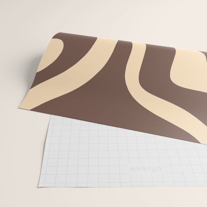 Modern Retro Liquid Swirl Abstract Pattern in Brown Wrapping Paper Gallery Image 2