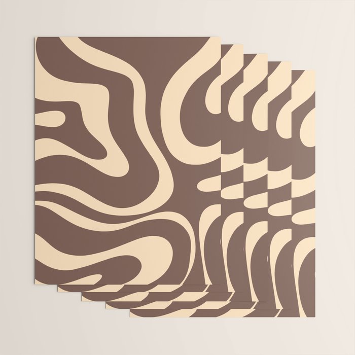 Modern Retro Liquid Swirl Abstract Pattern in Brown Wrapping Paper Gallery Image 3