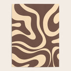 Modern Retro Liquid Swirl Abstract Pattern in Brown Poster Gallery Image 4