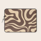 Modern Retro Liquid Swirl Abstract Pattern in Brown Laptop Sleeve Gallery Image 1