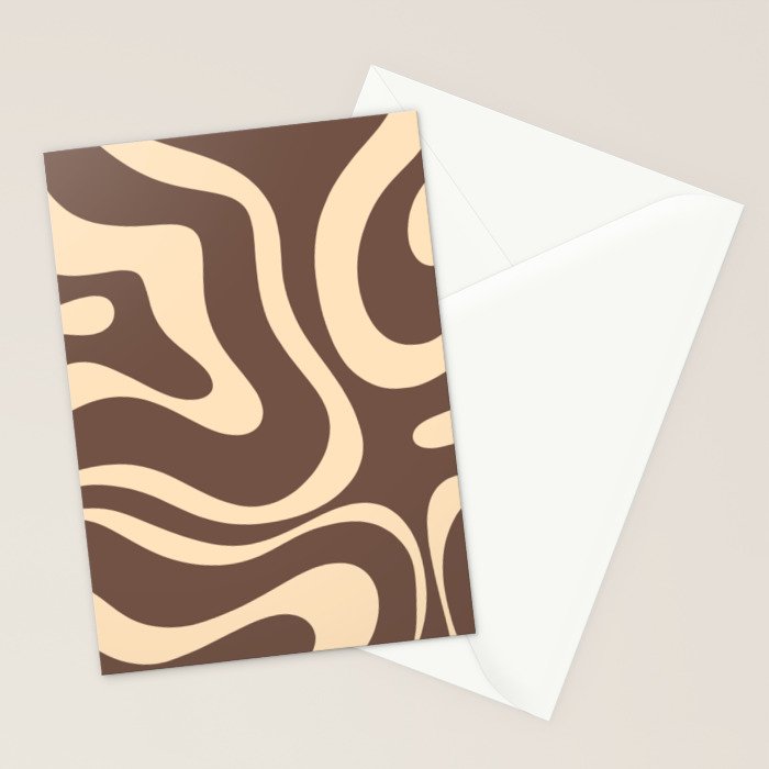Modern Retro Liquid Swirl Abstract Pattern in Brown Stationery Card Gallery Image 2