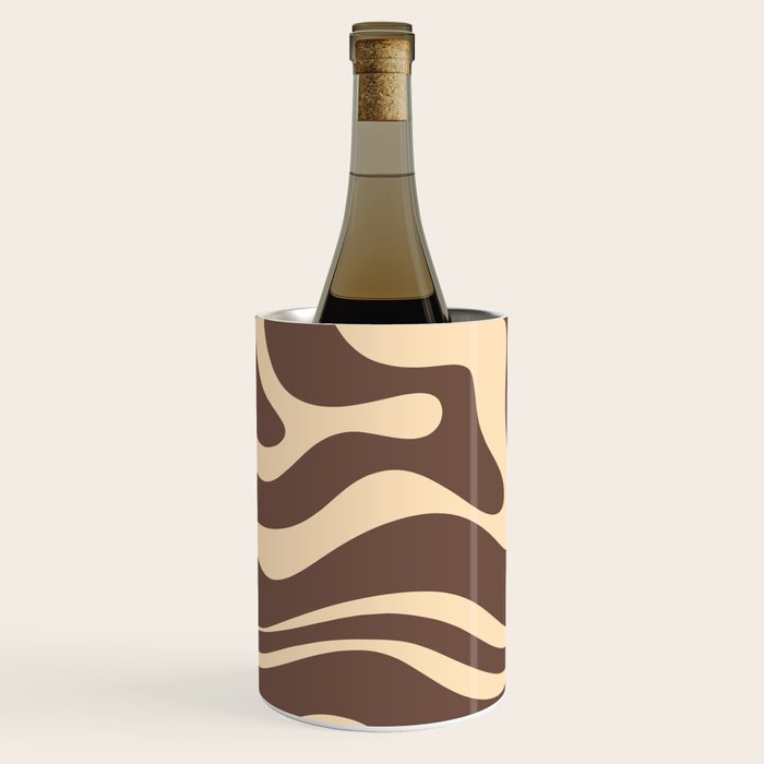 Modern Retro Liquid Swirl Abstract Pattern in Brown Wine Chiller Gallery Image 2