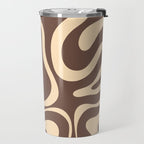 Modern Retro Liquid Swirl Abstract Pattern in Brown Travel Mug Gallery Image 2