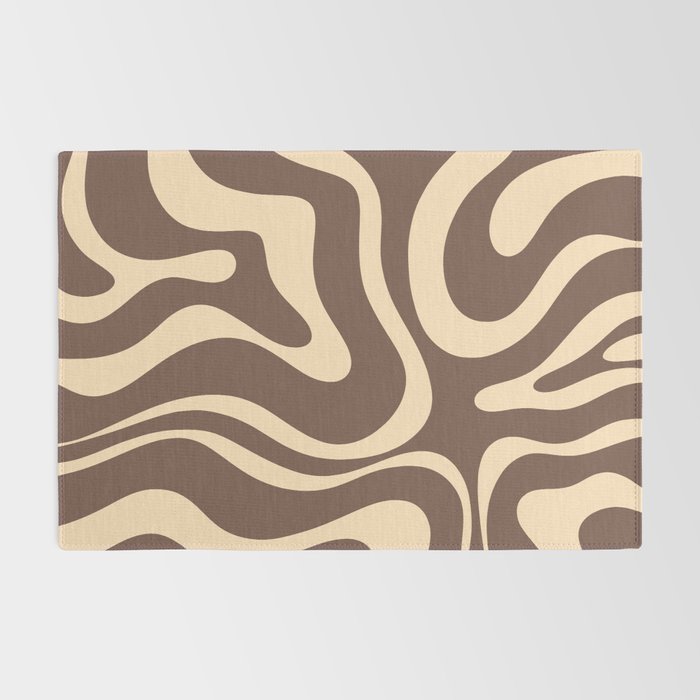 Modern Retro Liquid Swirl Abstract Pattern in Brown Rug Gallery Image 2