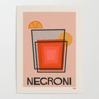 Retro Cocktail Print Negroni Pink Orange Poster Gallery Image 4