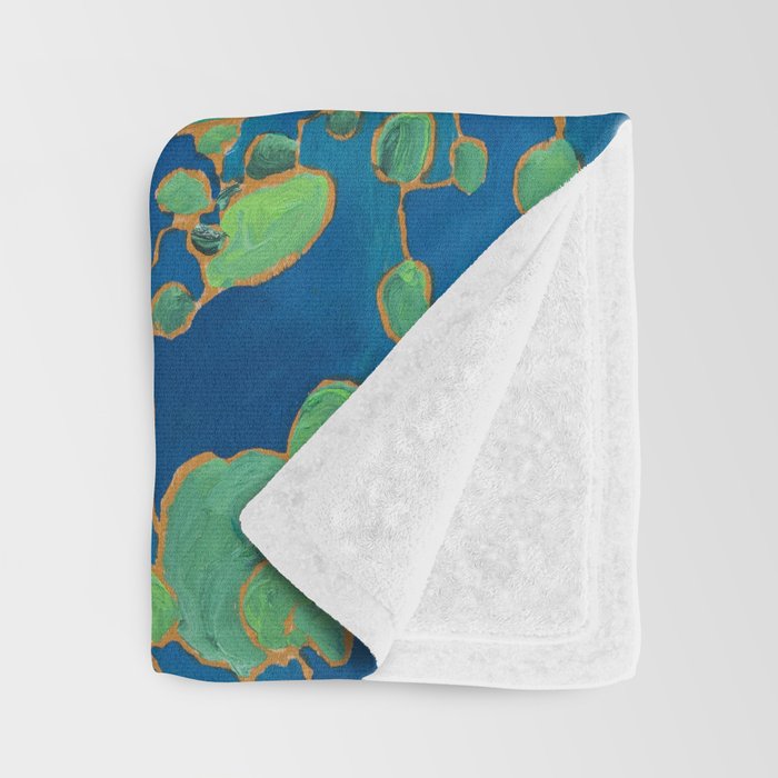 Coral Proteas on Blue Pattern Painting Throw Blanket Gallery Image 3