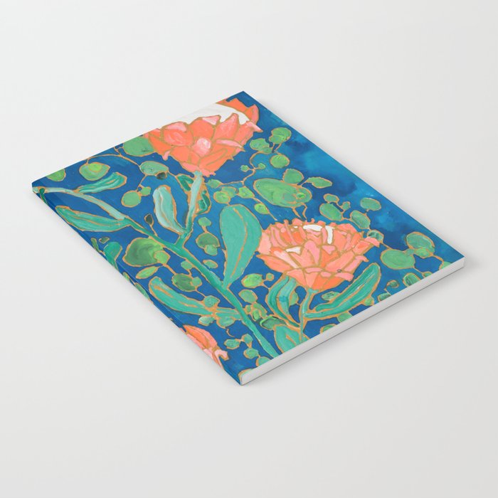 Coral Proteas on Blue Pattern Painting Notebook Gallery Image 2