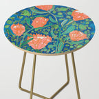 Coral Proteas on Blue Pattern Painting Side Table Gallery Image 2