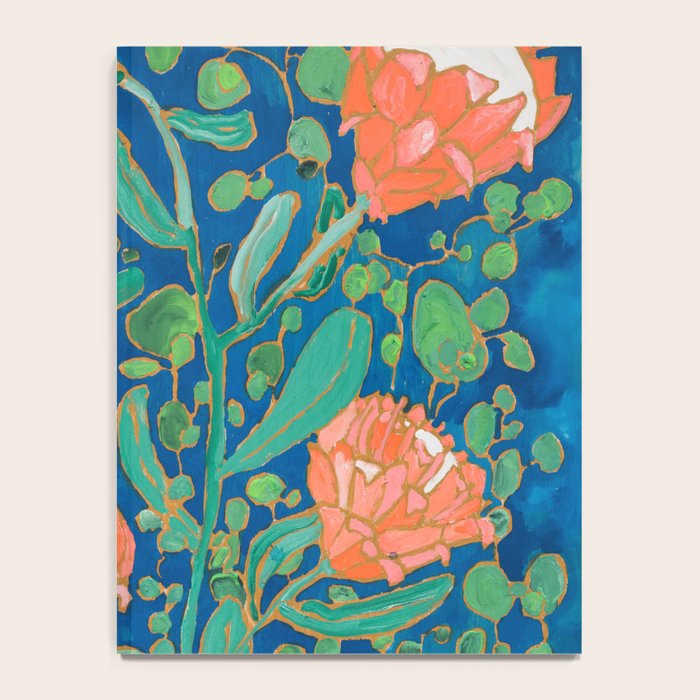 Coral Proteas on Blue Pattern Painting Notebook Gallery Image 4