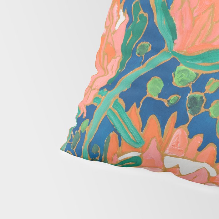 Coral Proteas on Blue Pattern Painting Pillow Sham Gallery Image 4