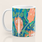 Coral Proteas on Blue Pattern Painting Coffee Mug Gallery Image 3
