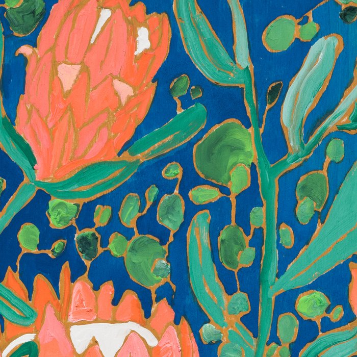 Coral Proteas on Blue Pattern Painting Coffee Mug Gallery Image 2