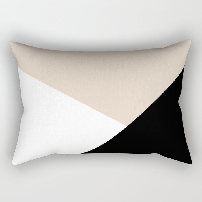 Black white and sand minimalist art Rectangular Pillow Gallery Image 1