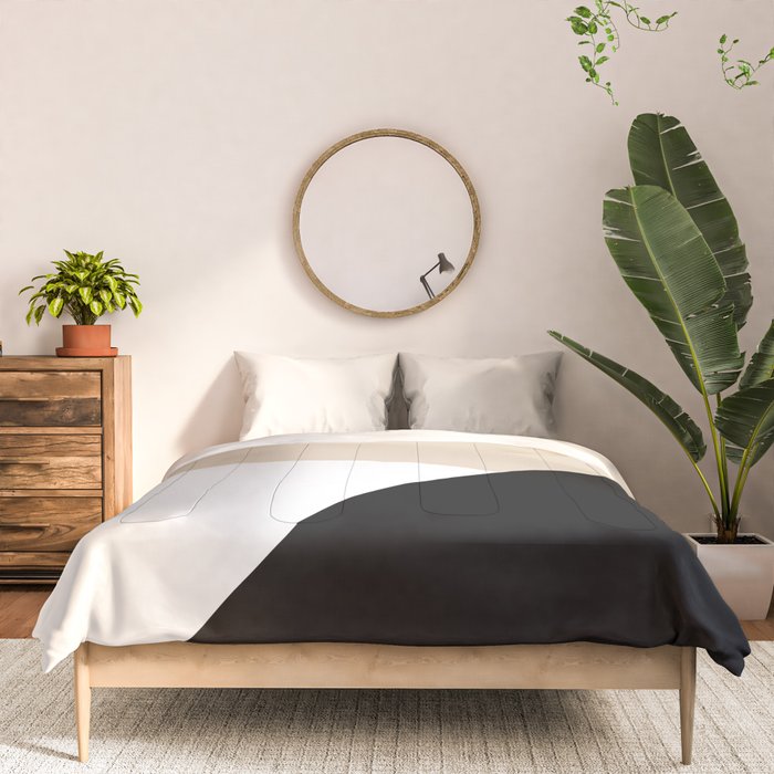 Black white and sand minimalist art Comforter Gallery Image 3