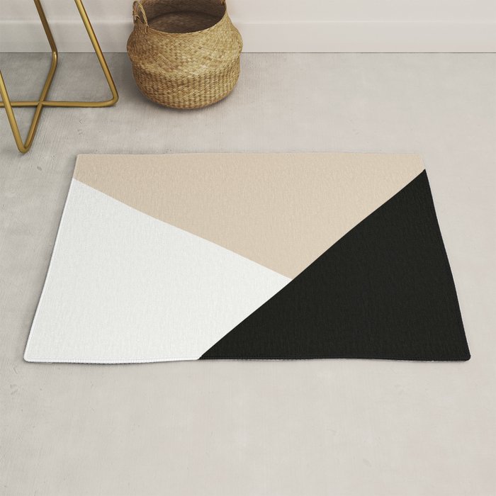 Black white and sand minimalist art Rug Gallery Image 1