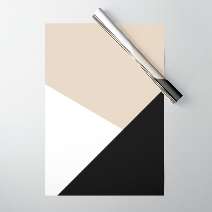Black white and sand minimalist art Wrapping Paper Gallery Image 1