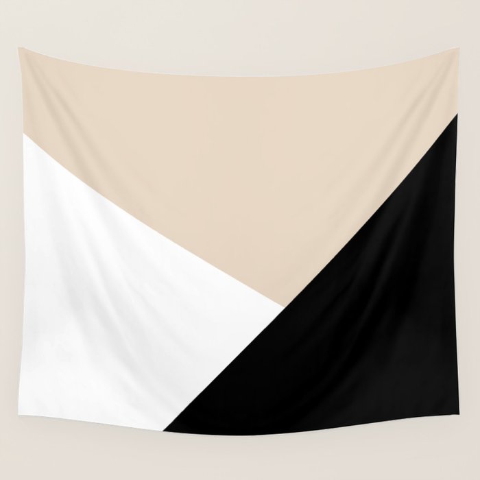 Black white and sand minimalist art Wall Tapestry Gallery Image 4